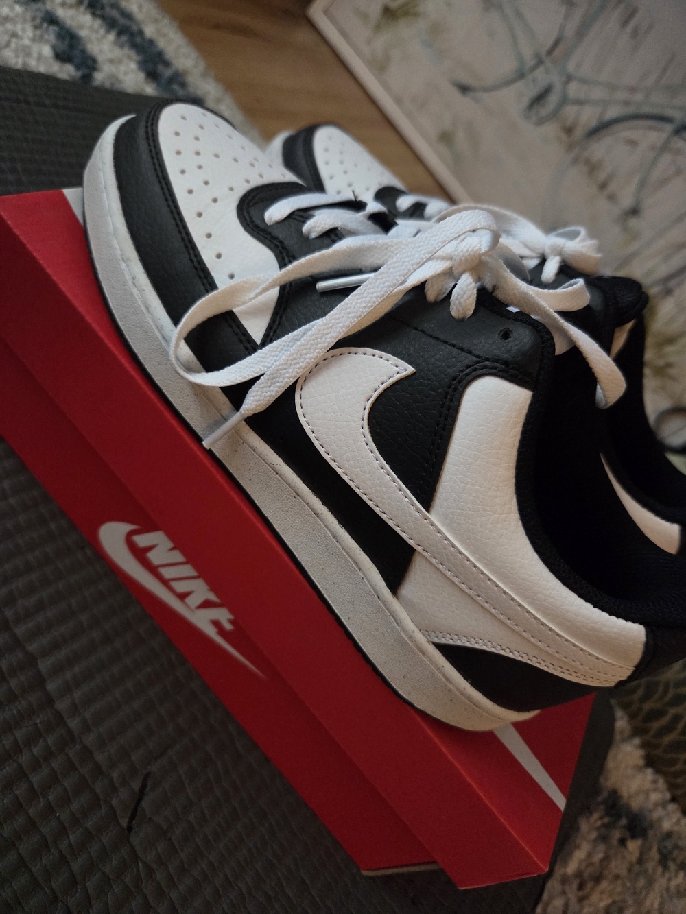 Nike Women's Black & White Low-Top Sneakers Court Visions